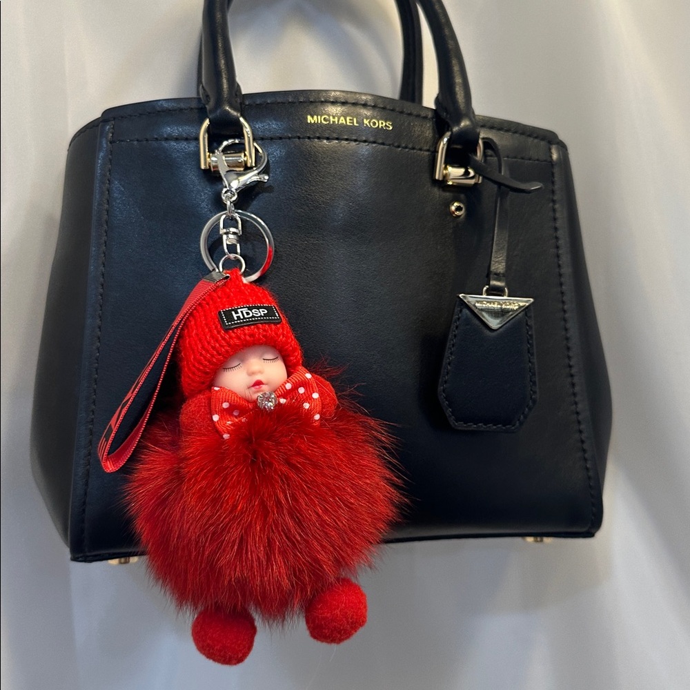 Red Pom Pom Doll Key Holder